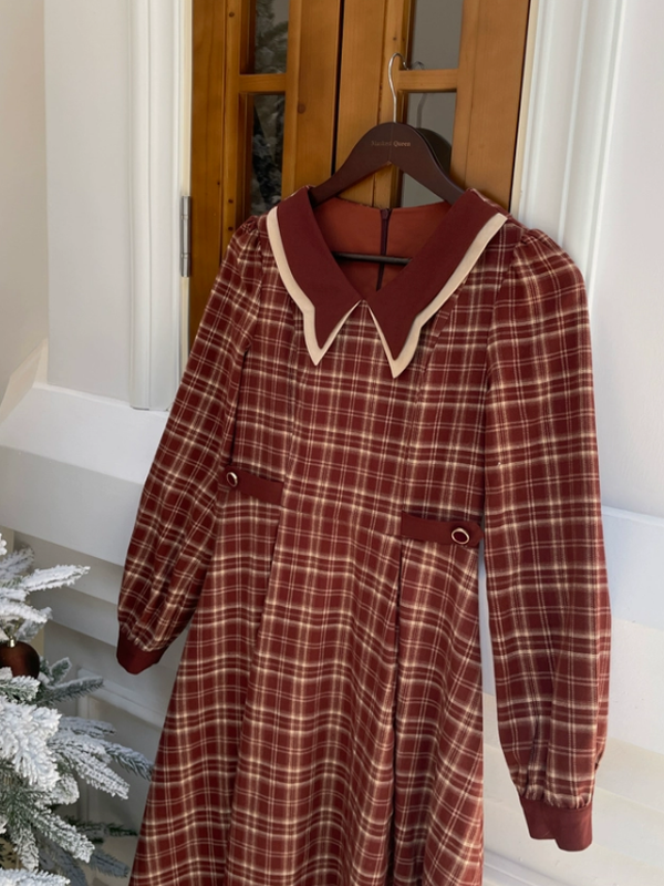 Vintage Butterfly Checkered Dress