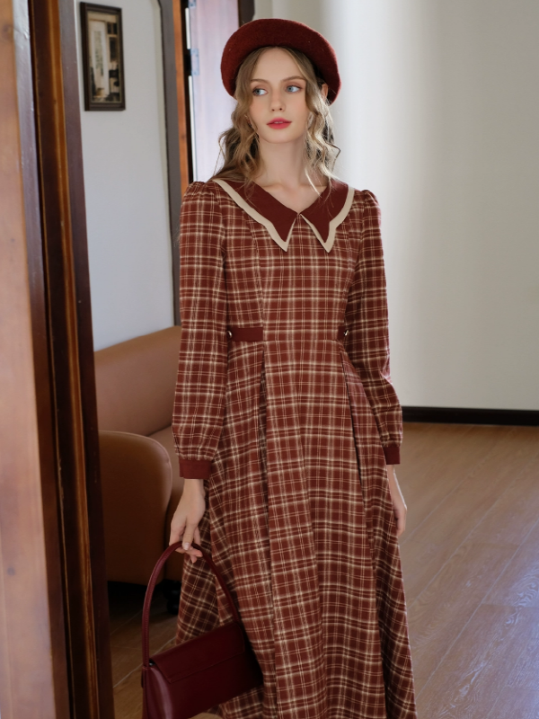 Vintage Butterfly Checkered Dress