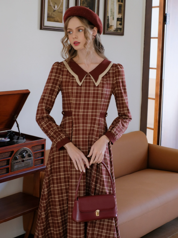 Vintage Butterfly Checkered Dress