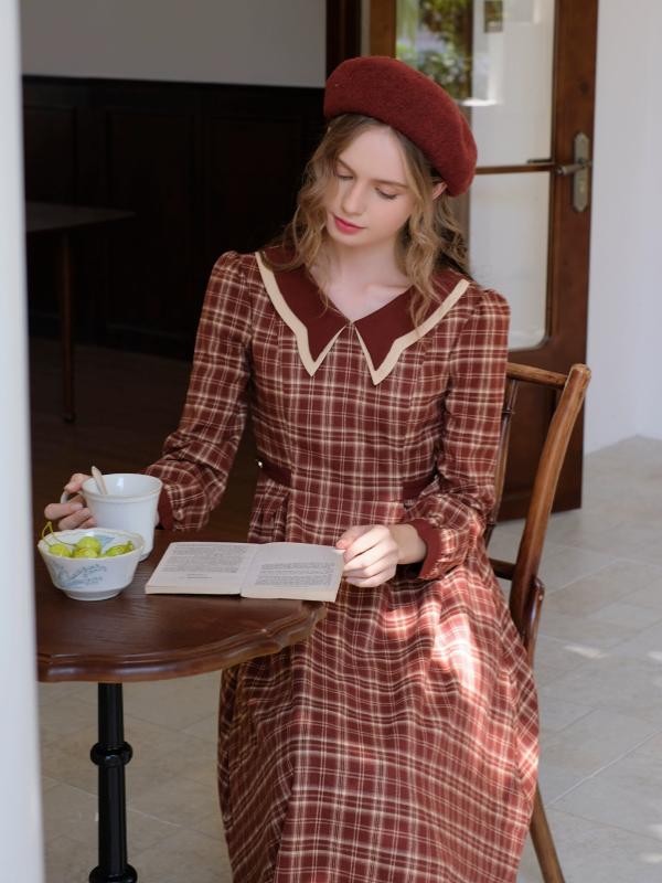 Vintage Butterfly Checkered Dress