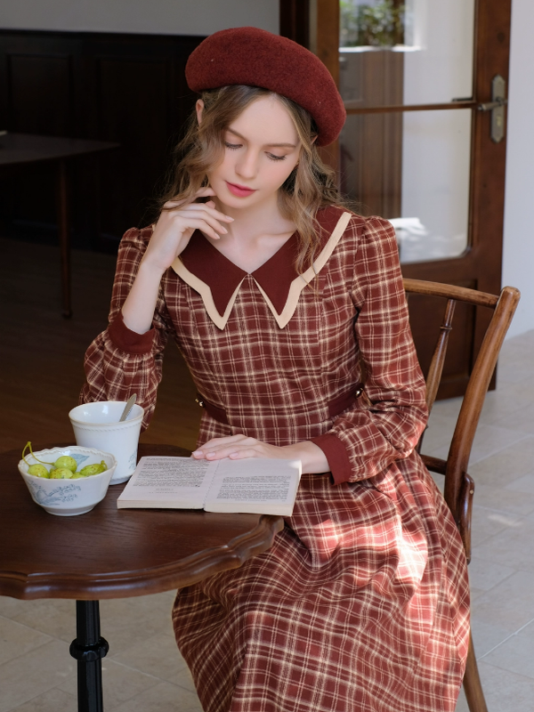 Vintage Butterfly Checkered Dress