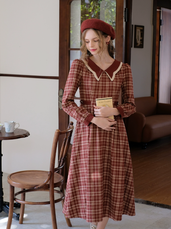 Vintage Butterfly Checkered Dress