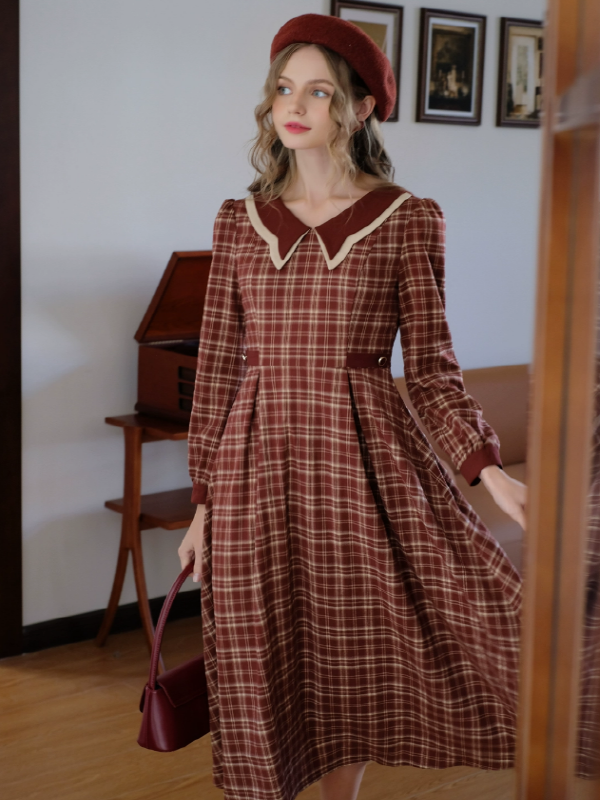 Vintage Butterfly Checkered Dress