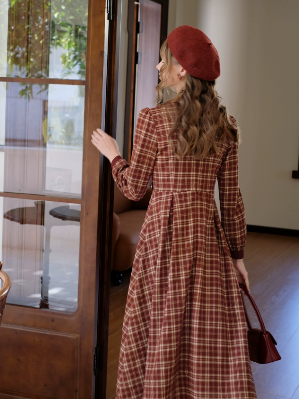 Vintage Butterfly Checkered Dress