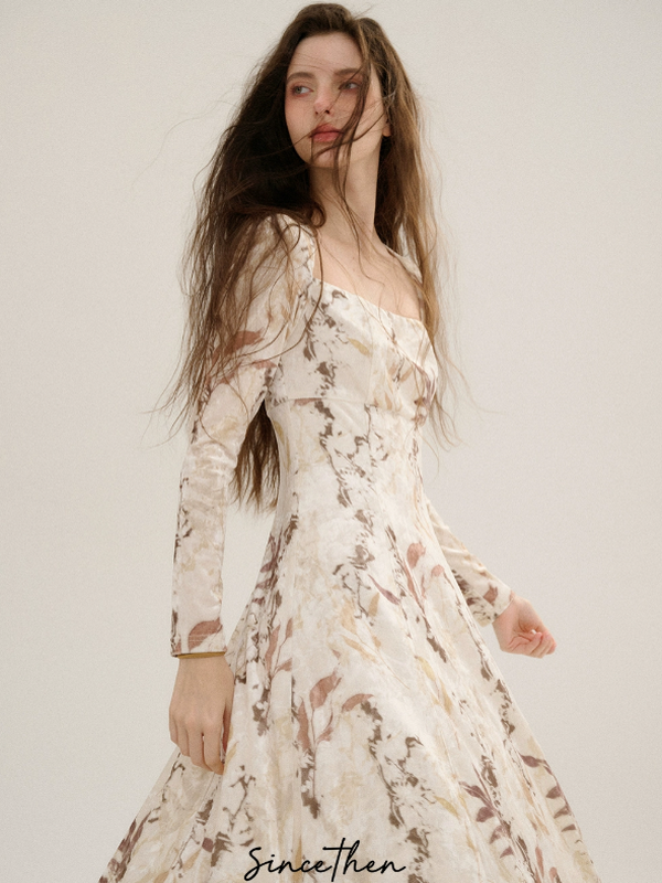 Ivory Velvet Winter Blossom Dress Ivory / M
