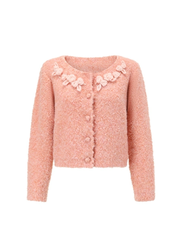 Peach Blossom Vintage Knit Cardigan