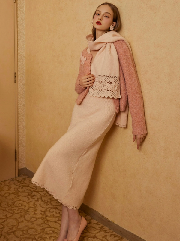 Peach Blossom Vintage Knit Cardigan