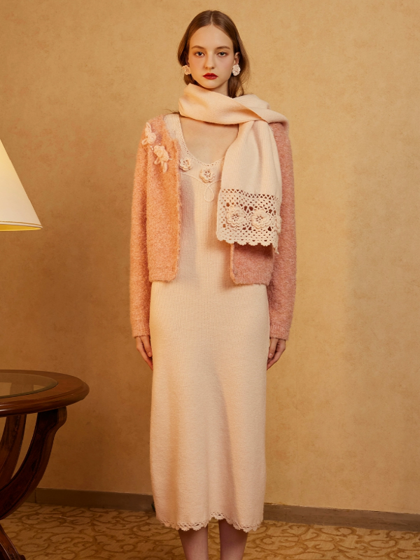 Peach Blossom Vintage Knit Cardigan