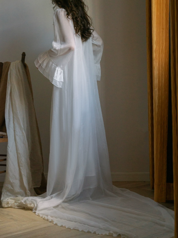 White Floral Sunrise Elegance Nightgown