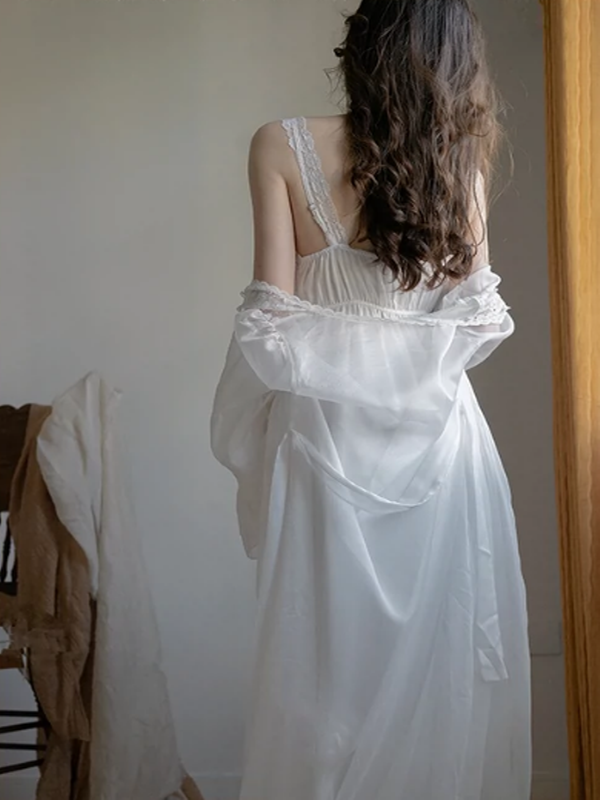 White Floral Sunrise Elegance Nightgown