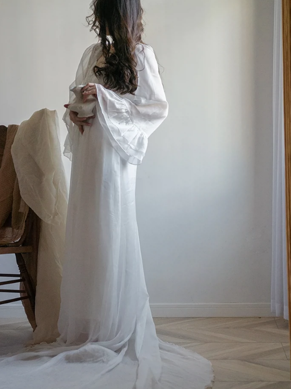 White Floral Sunrise Elegance Nightgown