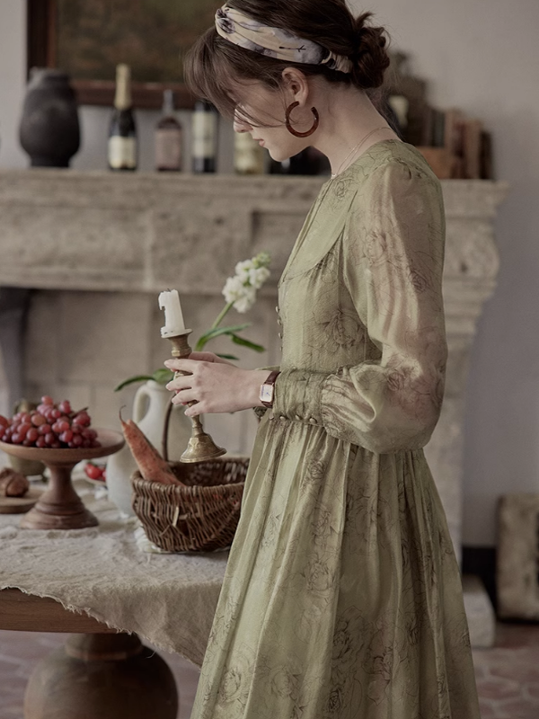 Vintage Moss Elegance Dress