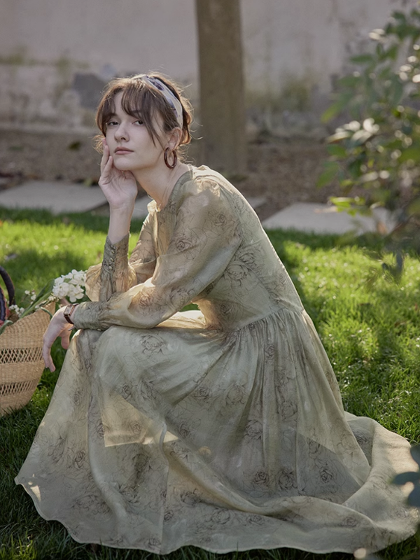 Vintage Moss Elegance Dress