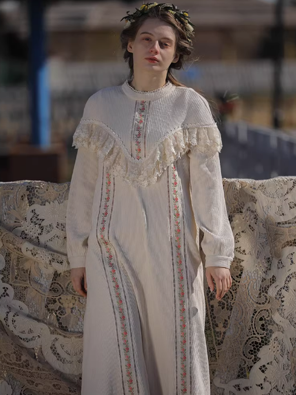 beige knit dress Victorian Elegance Beige Knit Dress Beige / M