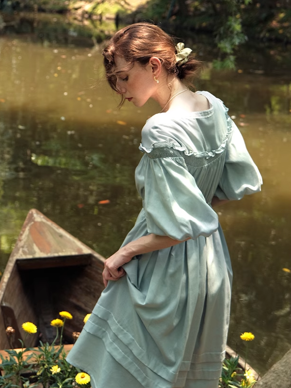 Enchanted Forest Mint Linen Dress