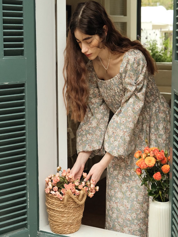 Enchanted Rose Satin Chiffon Dress