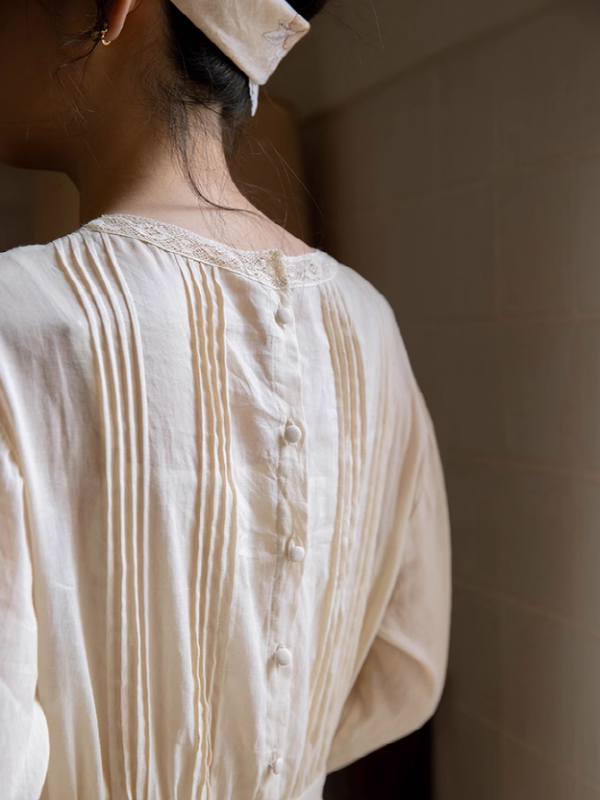 Classic Linen Blossom Embroidered Dress