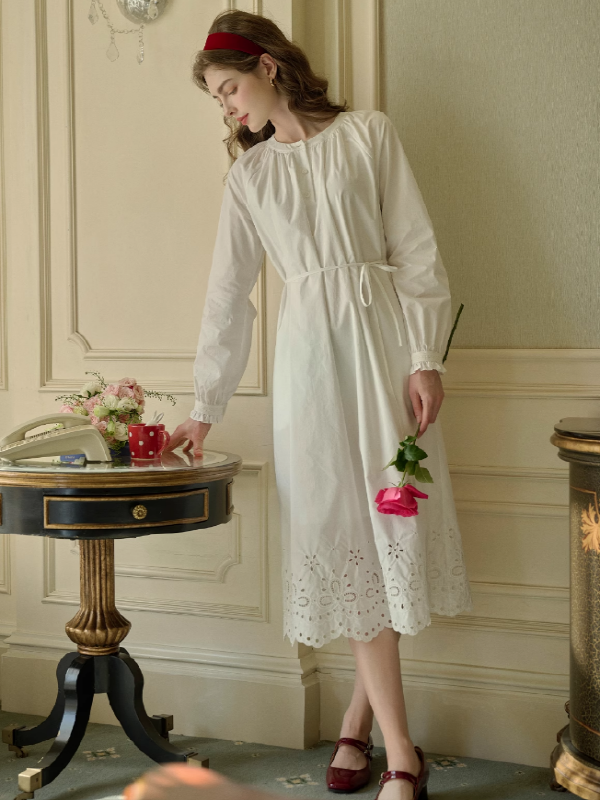 Cotton Bloom Embroidered Dress