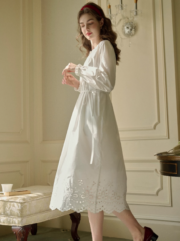 Cotton Bloom Embroidered Dress