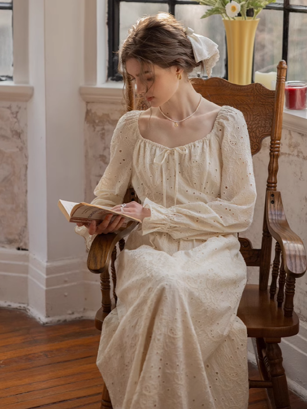 Romantic Embroidered Ivory Dress
