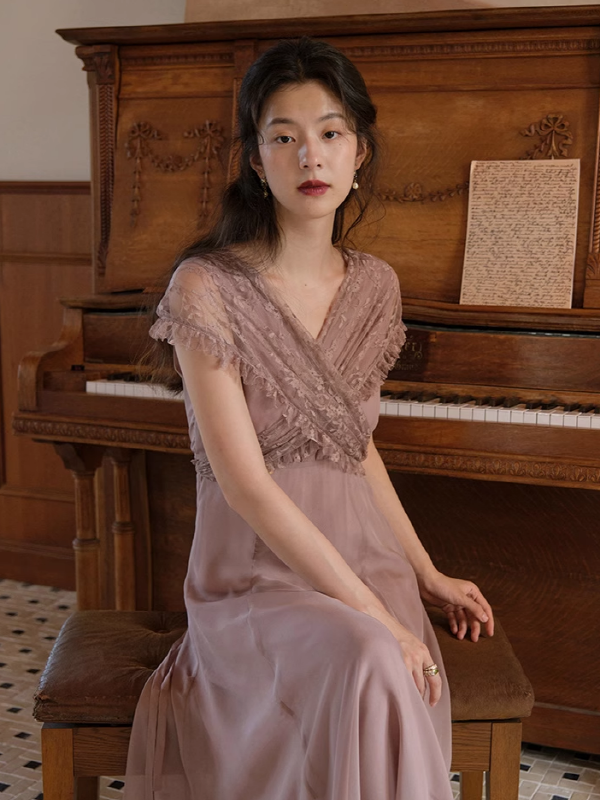 Whimsical Vintage Lace A-Line Dress