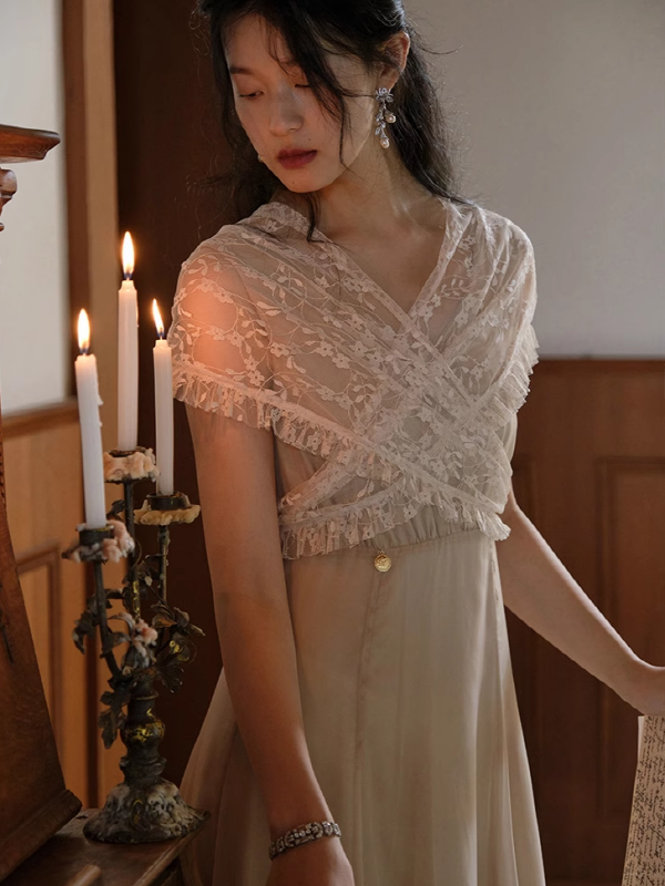 Whimsical Vintage Lace A-Line Dress