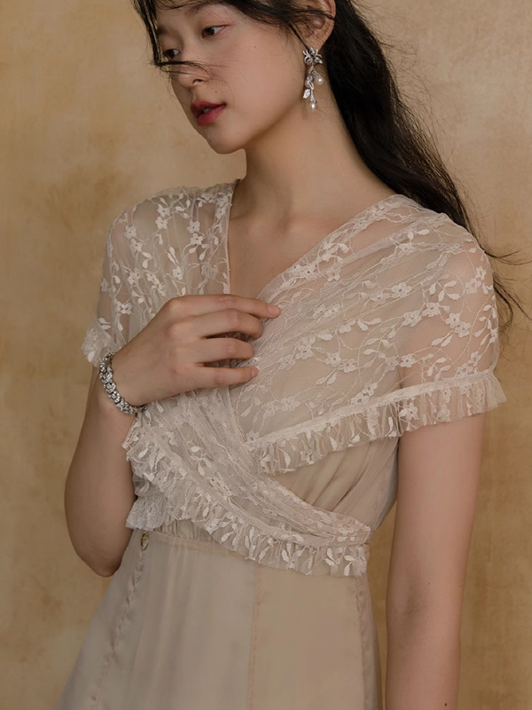 Whimsical Vintage Lace A-Line Dress