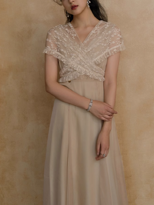 Whimsical Vintage Lace A-Line Dress