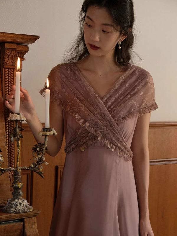 Whimsical Vintage Lace A-Line Dress