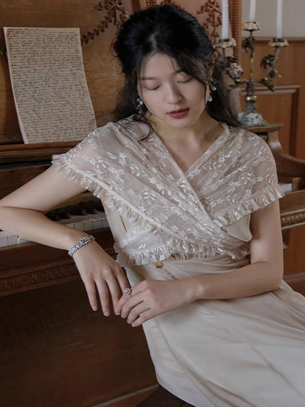 Whimsical Vintage Lace A-Line Dress
