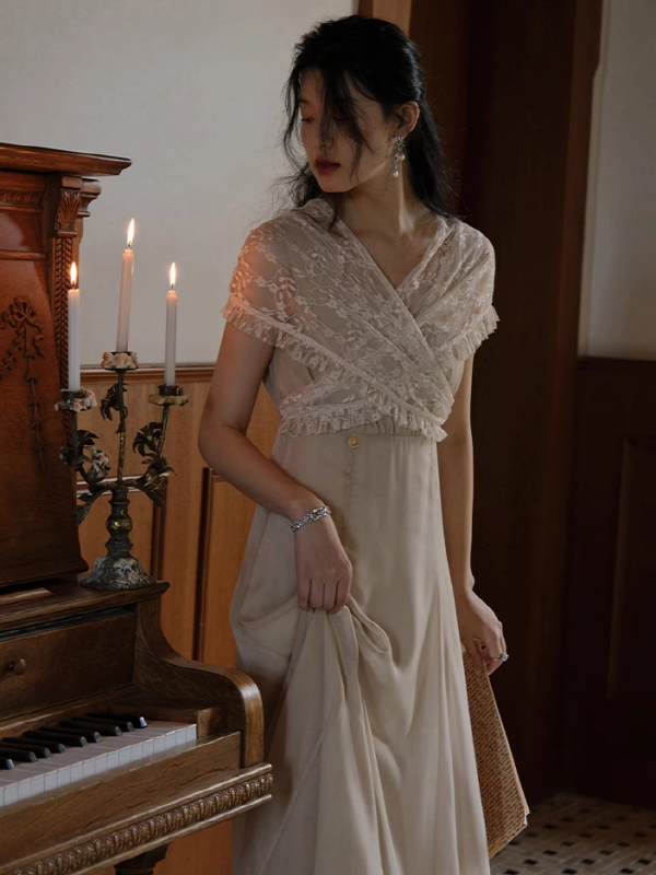 Whimsical Vintage Lace A-Line Dress