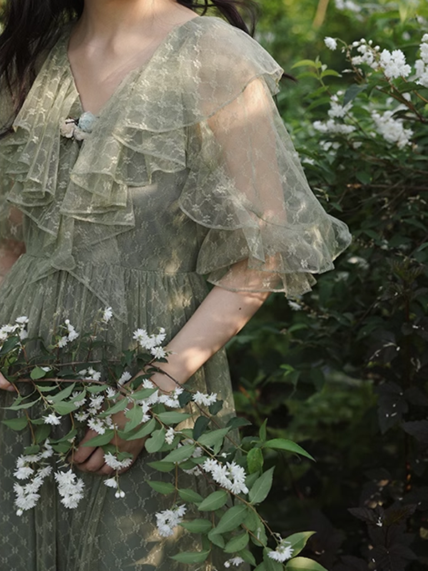 Enchanted Forest Lace Volume Dress