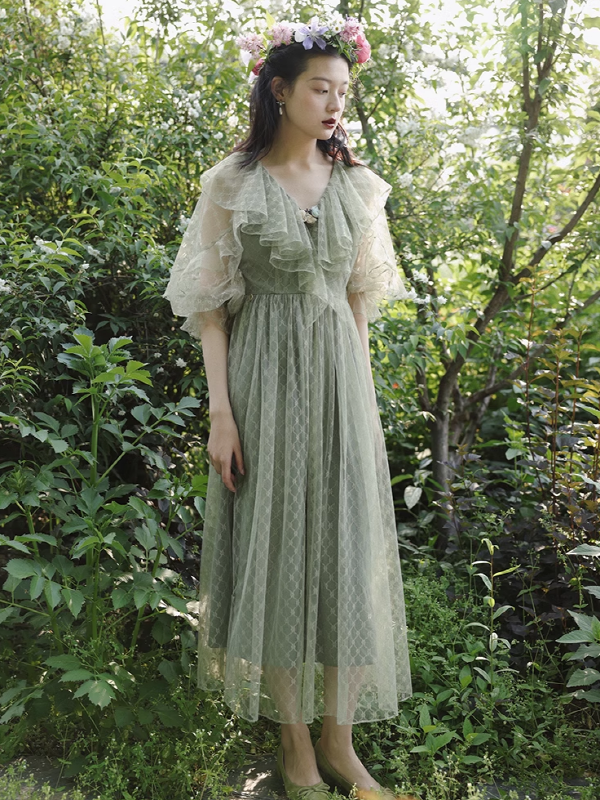 Enchanted Forest Lace Volume Dress