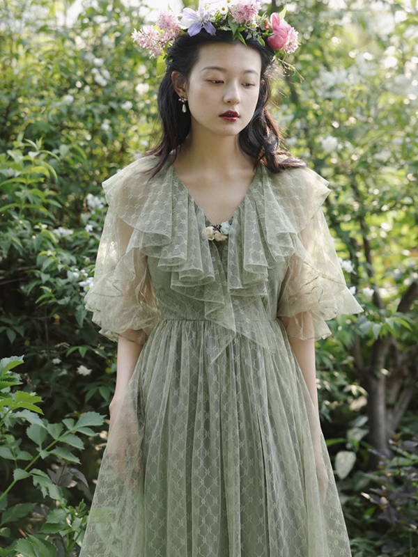 Enchanted Forest Lace Volume Dress
