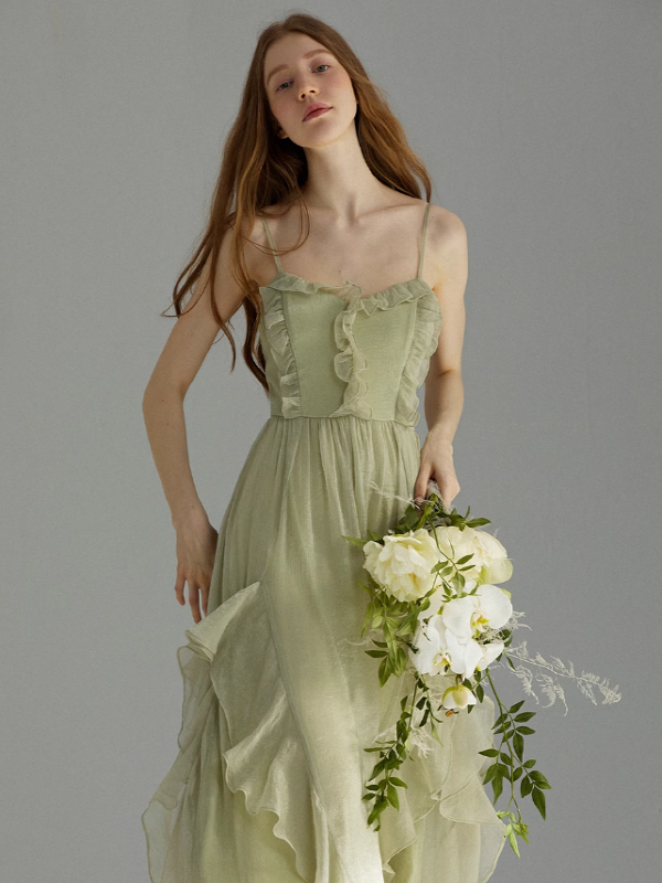 slim fit dress slacks Forest Fairy Light Green Dress Green / L