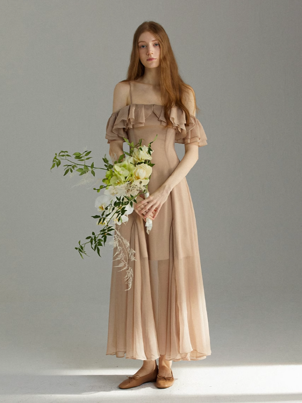 Mystic Forest Frill Dream Dress Brown(Pre-Sale 15-20days) / S