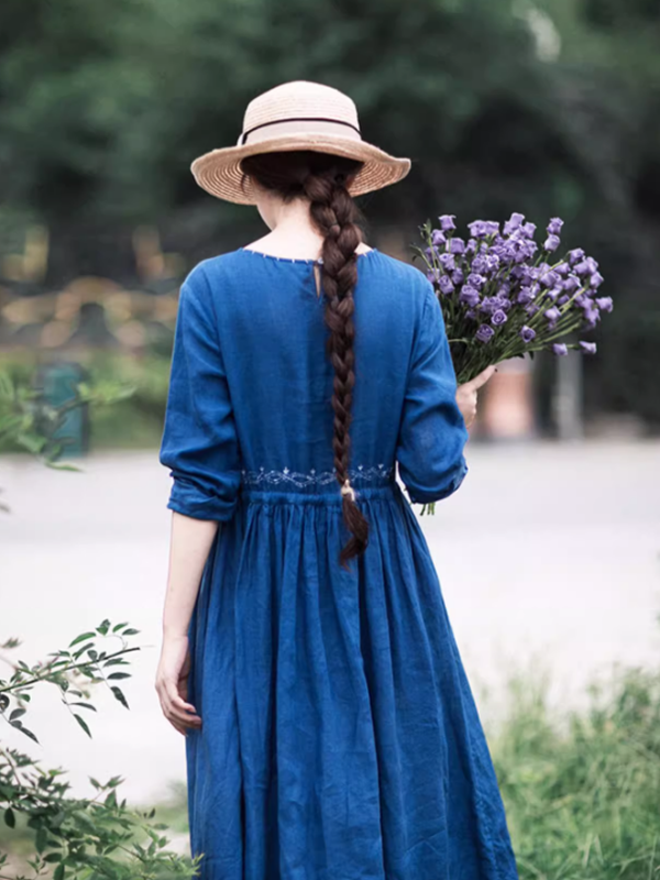 Cottage Dream Floral Linen Dress