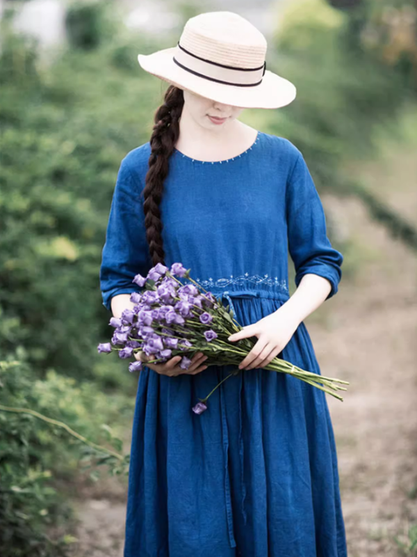 Cottage Dream Floral Linen Dress