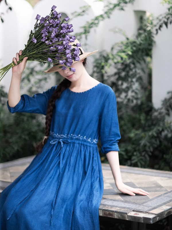 Cottage Dream Floral Linen Dress