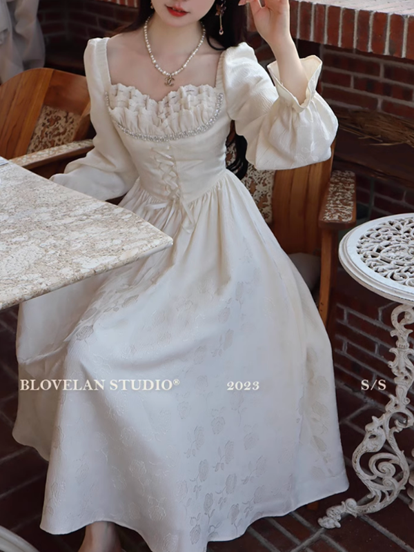 Elegant Lace Princess Ivory Dress