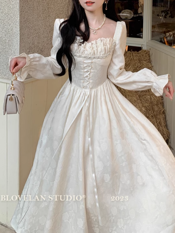 Elegant Lace Princess Ivory Dress