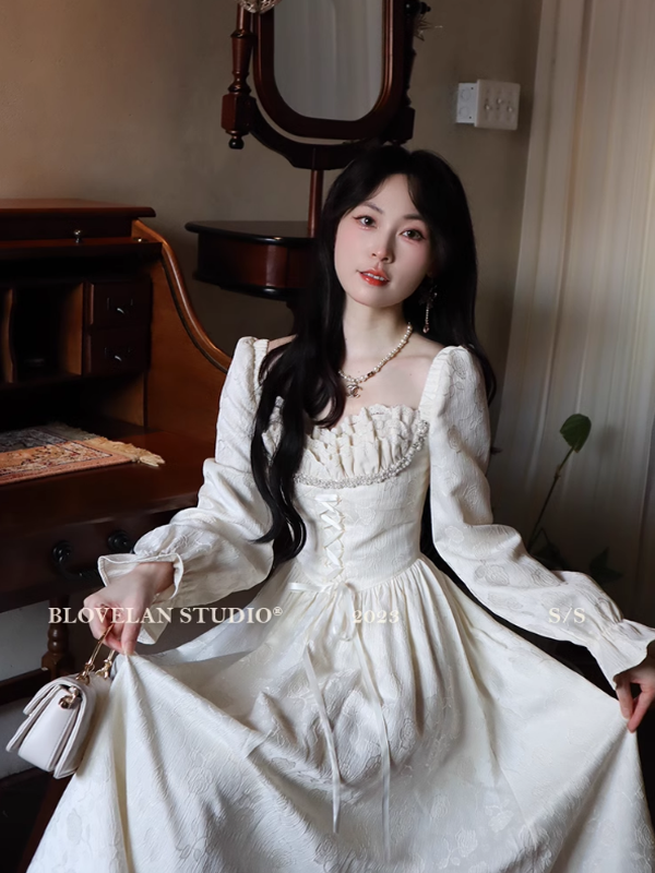 Elegant Lace Princess Ivory Dress