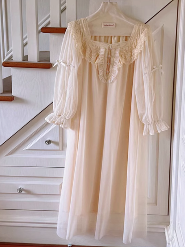 princess sleep dress UAZNegozio Women Girl Long Sleeve Princess Nightgown Lace Sheer Sleeping  Dress Elegant Night Dress White at Amazon Women's Clothing store