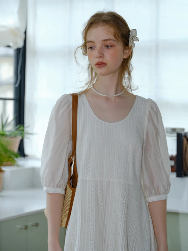 White Flower Lace Summer Dress