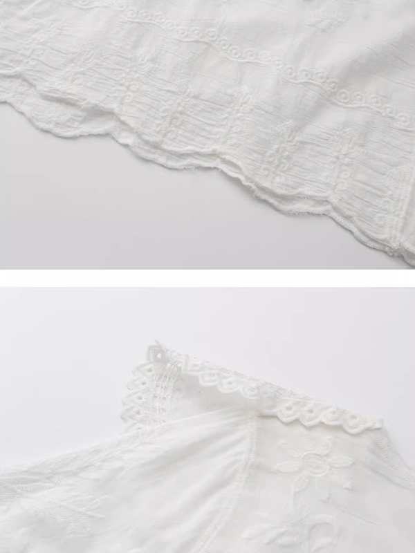Round Collar Garden Embroidered Blouse