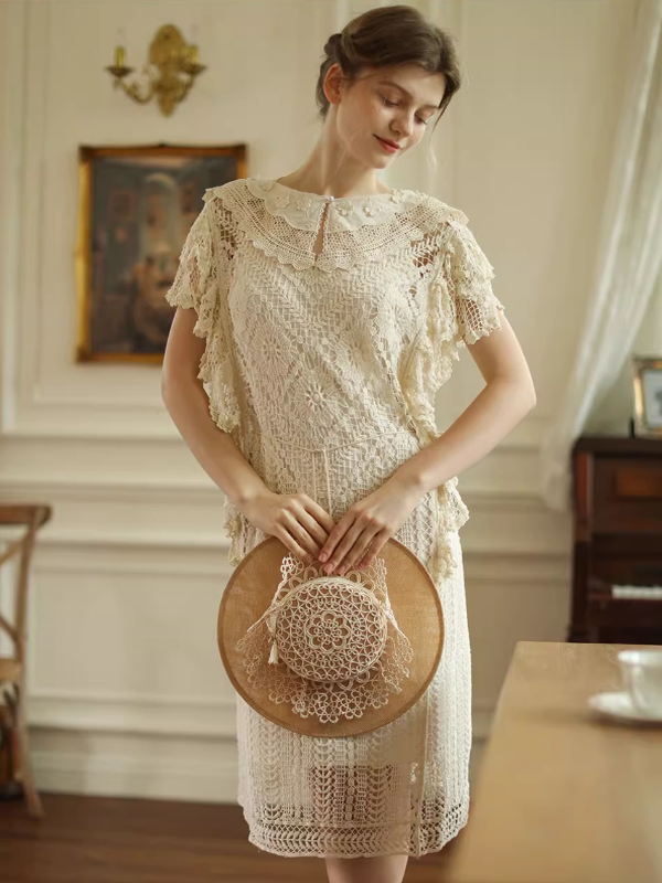 dot maxi dress in brown & ivory dot majorelle Sola Tiered Maxi Dress in Brown Polkadot – Elliatt main image 1