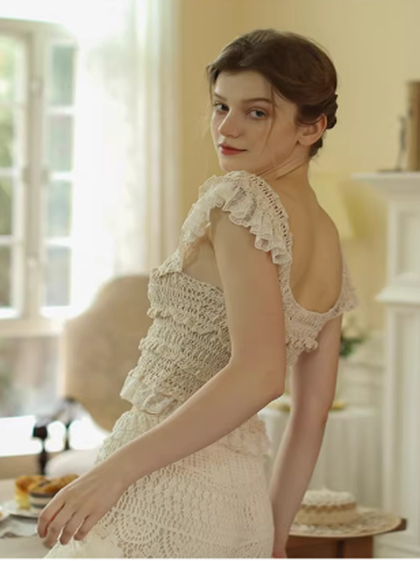 Vintage Charm Cotton Frill Top