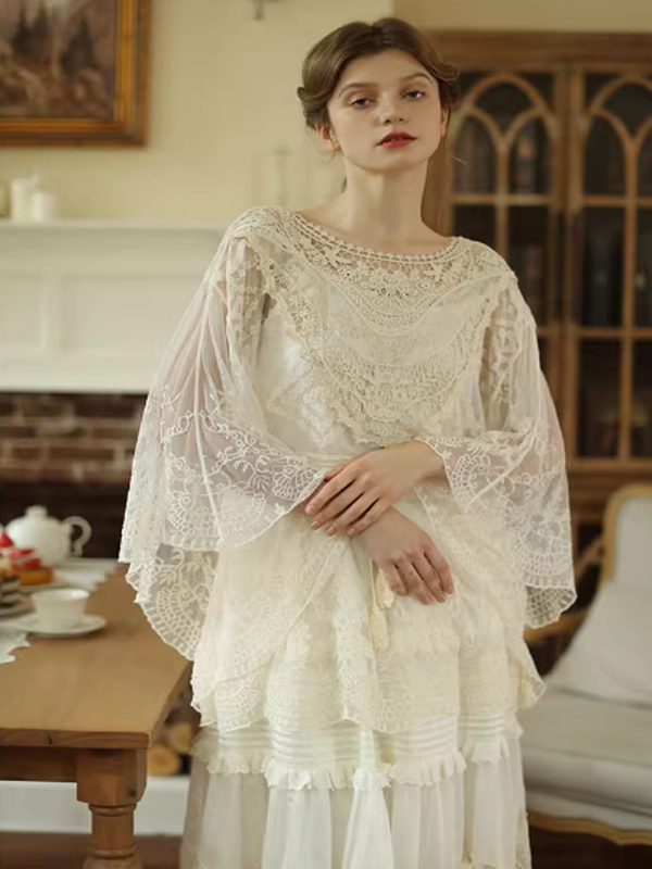 Ivory Blossom Cape Blouse