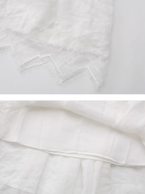 Pure White Lace Flare Skirt