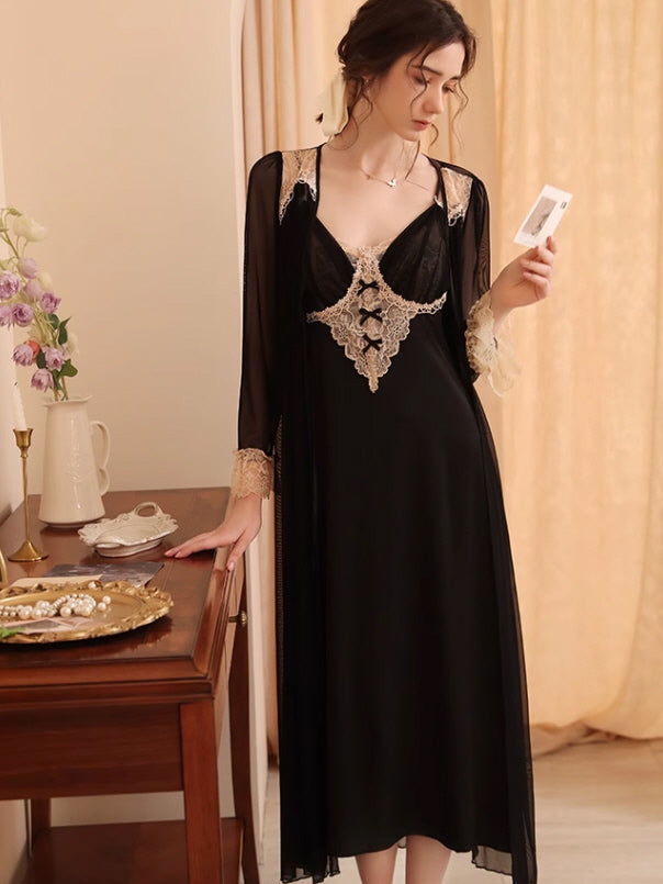Midnight Elegance Nightgown Ensemble